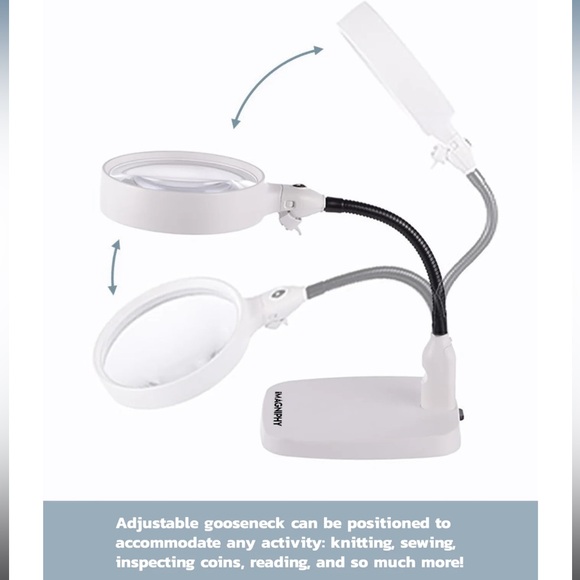 iMAGNIPHY 8X Extra Large 5.5 Inch LED Lighted Hands-Free Desktop Magnifier - Picture 2 of 9